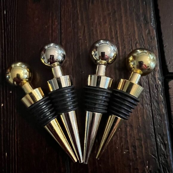 Gold and Silver Wine Stoppers (Set of four) - Picture 1 of 4